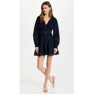 Veronica Beard | Addilyn Long Sleeve Lace Ruffle Mini Dress in Ink Size 4
